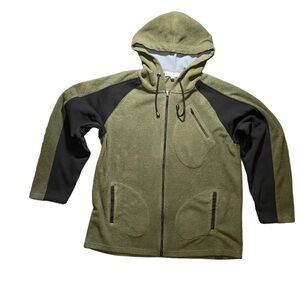 The Bradford Exchange Army Green Black Color Block Hooded Fleece Jacket